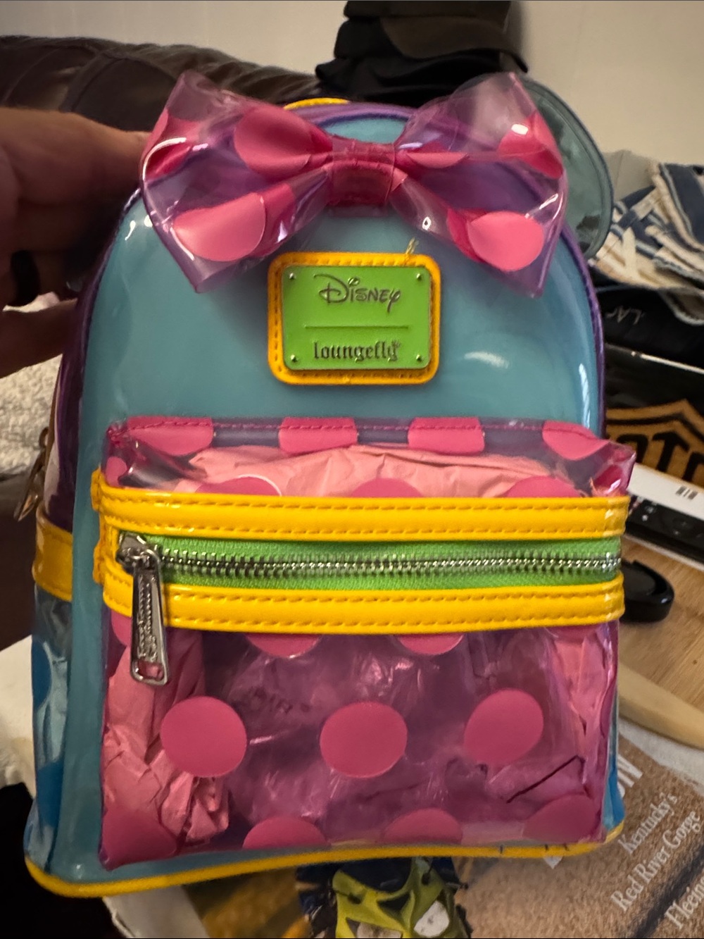 Loungefly Kids Polka Dot Mini Backpack in Teal, Pink & Yellow